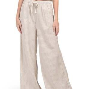 Max Studio London Linen Wide Leg Pant Minimalist Preppy Lagenlook Sustainable XS